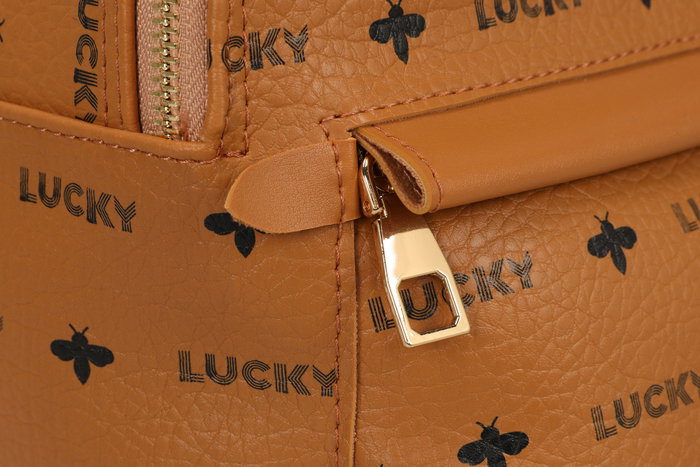 Lucky Bees Mochila de Piel de Polivinilo - Tostado Lucky Bees Mochila de Piel de Polivinilo - Tostado
